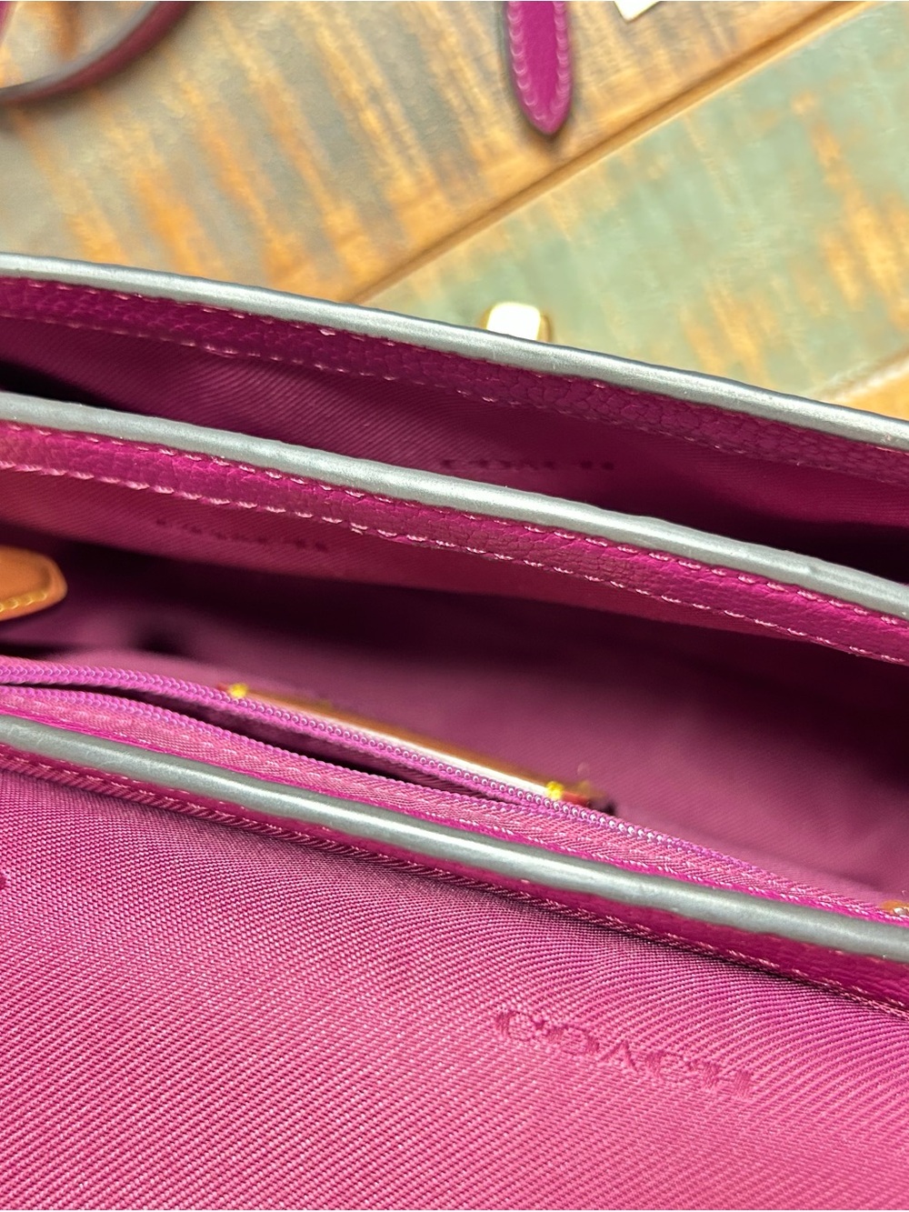 Coach “Cassie” Pebbled Leather Crossbody in Bright Magenta with Gold Hardware - Picture 12 of 15